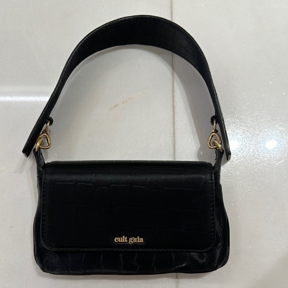 Vintage Cult Gaia Black Croc-Embossed Women's Bag
